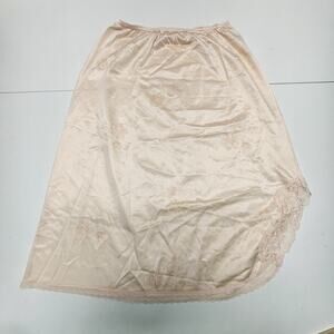 True Vintage Peach Floral Half-Slip Skirt Lace Trim Small 25" Glam Pin Up